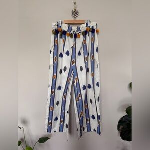 Anthropologie | Ollari New York Ikat Linen Pants Pom Pom | Size XL | NWT